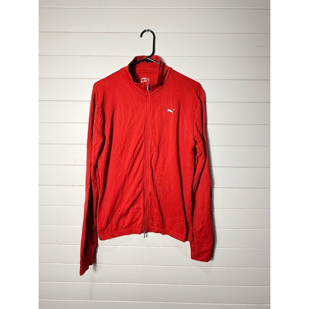 Puma Golf Jacket Mens L/XL Red DryCell Full Zip Mock Neck Athletic Golf Soccer